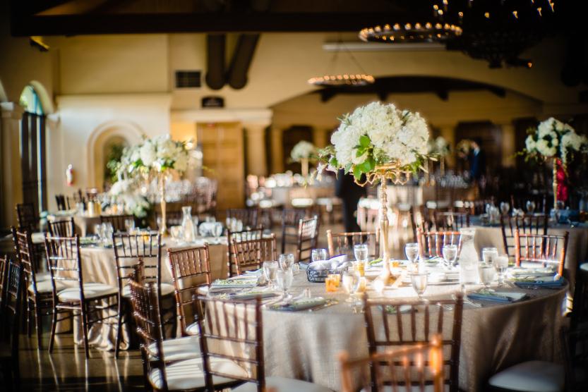 table set up for a reception