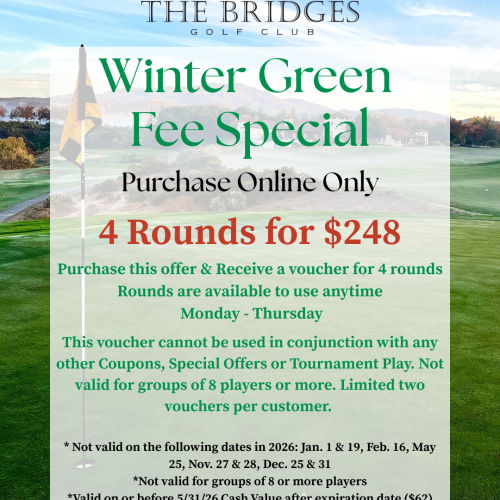 Winter Green Fee Special - 4 Rounds of Golf